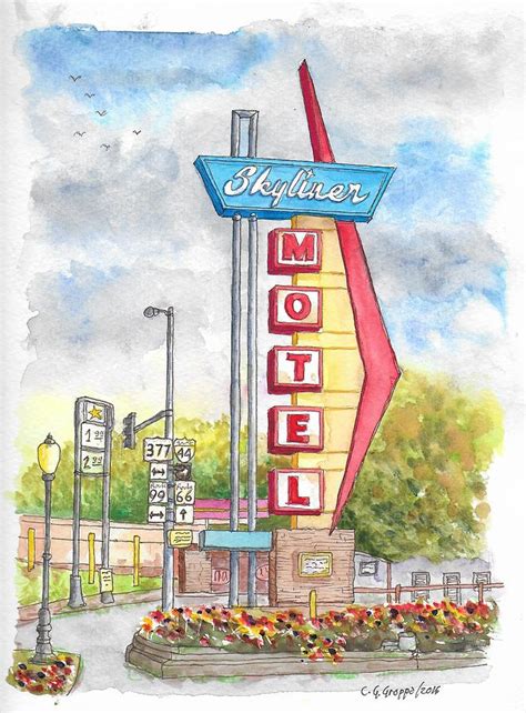 Skyliner Motel in Route 66, Oklahoma City, Oklahoma Painting by Carlos ...