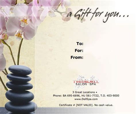 Gift Certificate Template Treusdell Salon & Spa | Massage gift ...