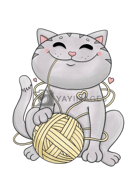 YAY Images - Funny grey cat with ball of yarn by spirkaart | Grey cats, Yay images, Funny