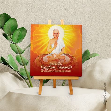 Guru Shri Gautam Swami - Mini Canvas Painting (Print Edition) - Shrut Gyan