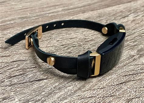 Gold & Black Fitbit Inspire HR Band, Slim Fitbit Inspire HR Strap Bracelet Genuine Leather ...