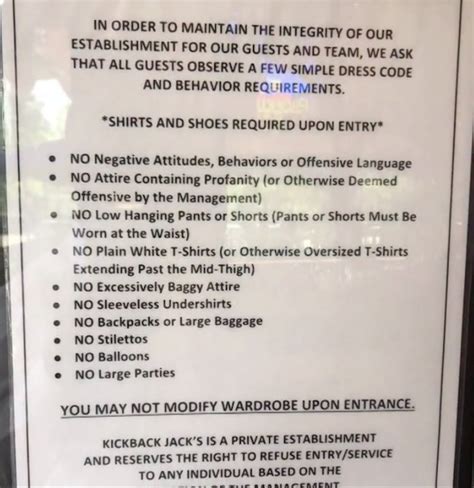 VA, NC "Kickback Jack’s" Restaurant Chain New Stringent Dress Code Irking Some Customers Others ...