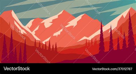 Cartoon mountain landscape in flat style design Vector Image