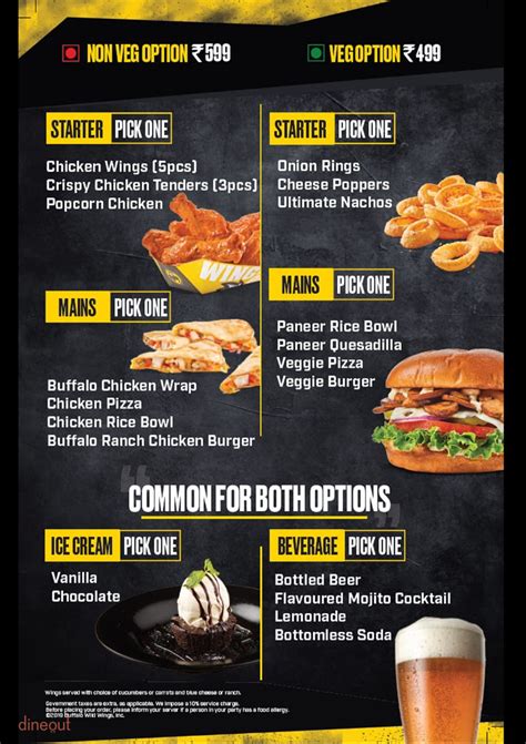 Menu of Buffalo Wild Wings, Gachibowli, Hyderabad | Dineout