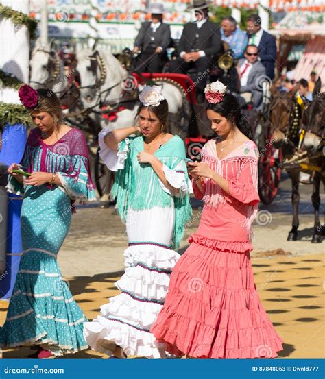 Women in Traditional Costume in Sevilla Editorial Stock Photo - Image ...