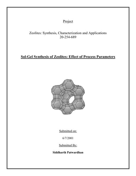 Zeolite Synthesis by Sol