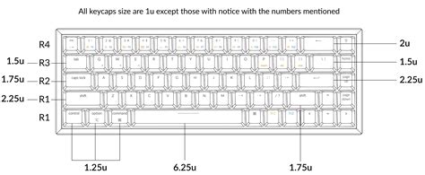 Keychron K6 Keyboard Keycap Layout and Size Chart – Keychron Canada