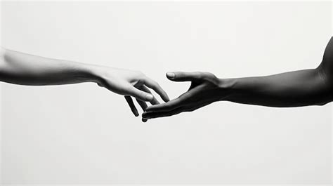 Premium AI Image | a black and white photo of two hands reaching for each other