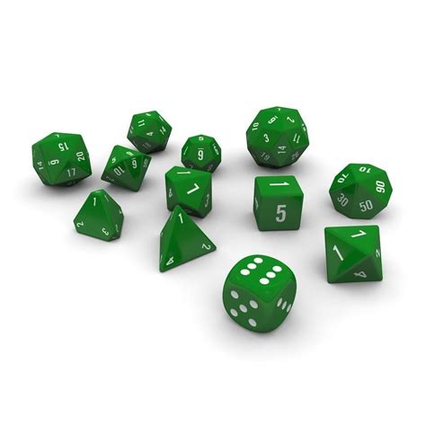 3D asset Polyhedral Dice Set - Green | CGTrader