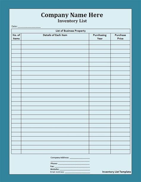 Inventory List Templates | 7+ Free Printable Word, Excel & PDF Formats, Samples, Forms ...