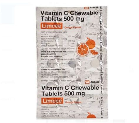 Limcee Vitamin C Chewable Tablets 500 Mg Orange Flavor General ...