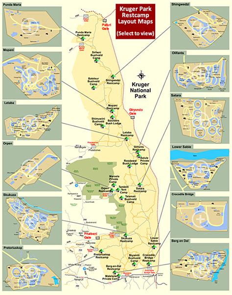 Kruger Park Entrance Gates and Camps Map | Kruger Park Travel ...