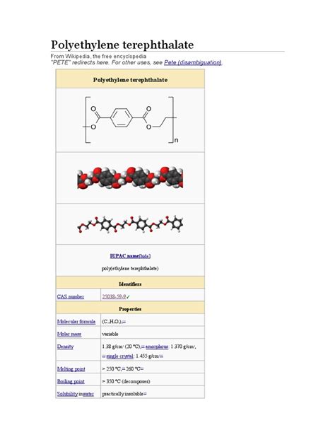 Polyethylene Terephthalate | Chemistry | Physical Sciences