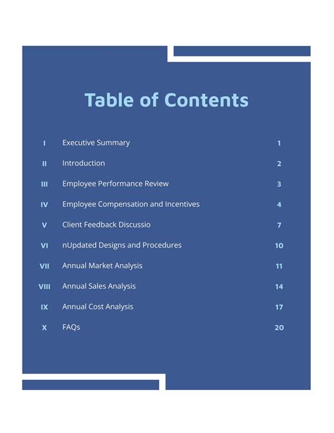 Table Of Contents Examples For Kids