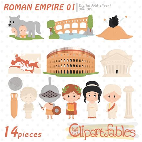 Cute ANCIENT ROME Clipart, Toga Party, Travel Clipart, Roman Empire, Aqueduct, Colosseum ...