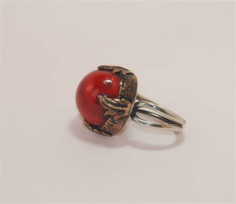 Red Coral Gemstone Sterling Silver Ring