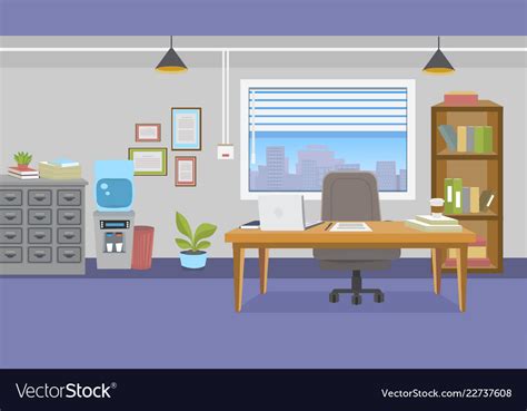 Office interior with furniture in cartoon style Vector Image