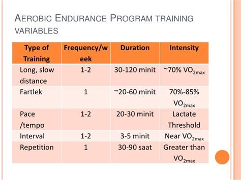 Aerobic training program