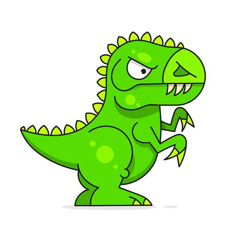 Cute Green Dinosaur Isolated On White Background. Funny Cartoon ...