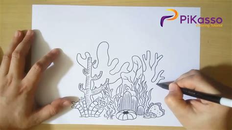 How to Draw Coral Reef Easy step by step - YouTube