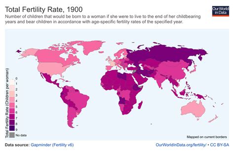 Total fertility rate by country 1900[1200x800] : r/MapPorn