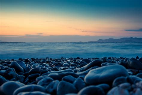 Pebble Beach At Sunset Free Stock Photo - Public Domain Pictures