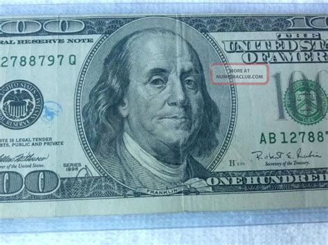 Very Rare Error Note $100 Hundred Dollar Bill Misprint Legal Tender