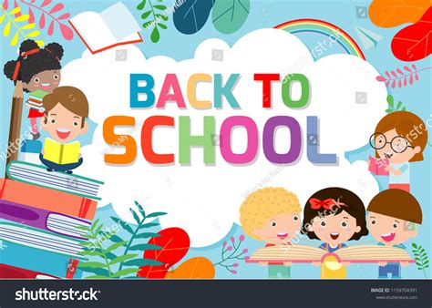 Back School Banner Backgroundwelcome Back Schoolchildren Stock Vector ...