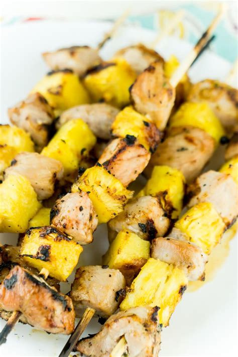 Hawaiian shish kebab recipe that uses pork, pineapple, and a sweet ...