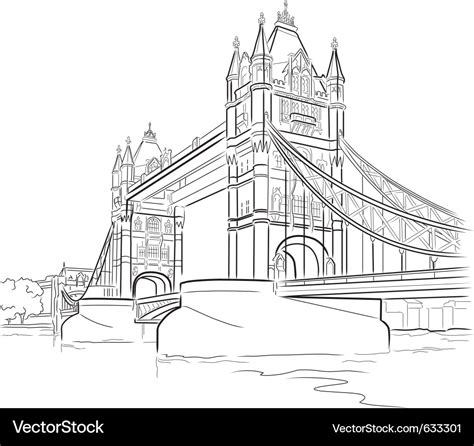 Drawing tower bridge in london uk Royalty Free Vector Image