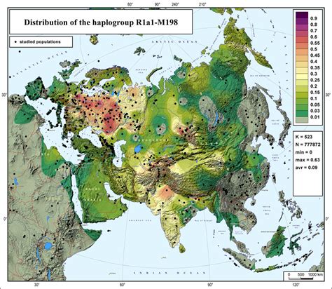 Map of distribution of the haplogroup R1a-M198 (data on Y­chromosome). | Download Scientific Diagram