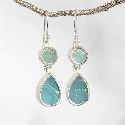 aquamarine natural gemstone ladies earrings by poppy jewellery ...