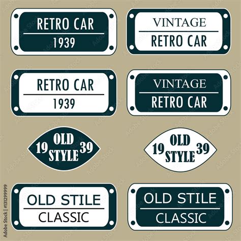 License plate for vintage cars. Old style. Classic. Vector illustration ...