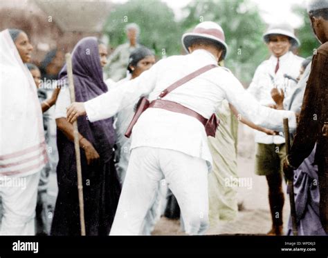 Policemen controlling demonstrators during Salt Satyagraha, Bombay, India, Asia, 1930 Stock ...