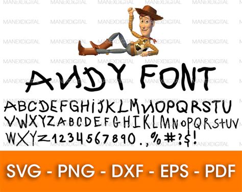 Toy Story Andy Font SVG Vector andy font svg andy alphabet | Etsy