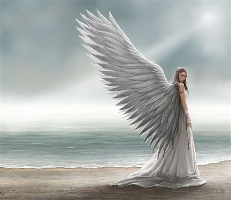 ángel blanco, bonita, art, cg femenino, diosa, ángel, arte digital, ala ...