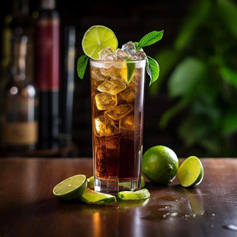 Premium AI Image | A cuba libre drink in a tall glass with a lime and ...