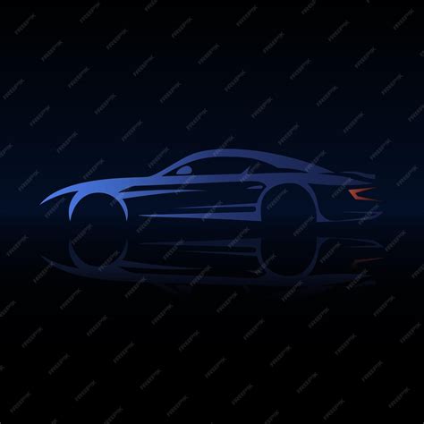 Premium Vector | Elegant blue sports car silhouette with reflection on ...