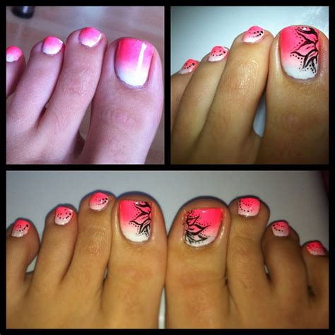Ombrè Shellac Toe Pedi! Sunset Neon by Nailitz is an additive that I applied over Cream Puff ...