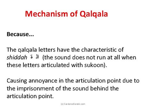 c Gardensofarabic com Mechanism of Qalqala Voweled letters