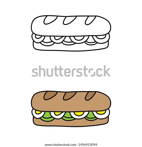 Cartoon Drawing Sandwich Stock Vector (Royalty Free) 1496953094 | Shutterstock