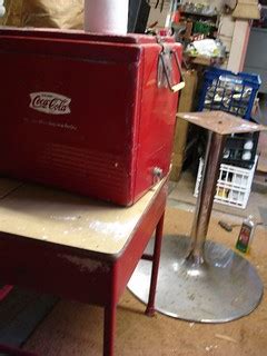 ice chest, school desk, table base | I've used that Coca Col… | Flickr