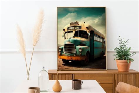 Vintage Bus HD Digital Art Image Print on Canvas All Sizes - Etsy