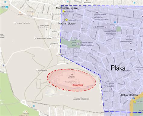 Plaka Athens map - Map of plaka Athens greece (Greece)