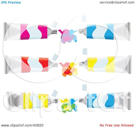 Clipart Illustration of Pink, Blue, Red And Yellow Paint Tubes Mixing Colors To Make Purple ...