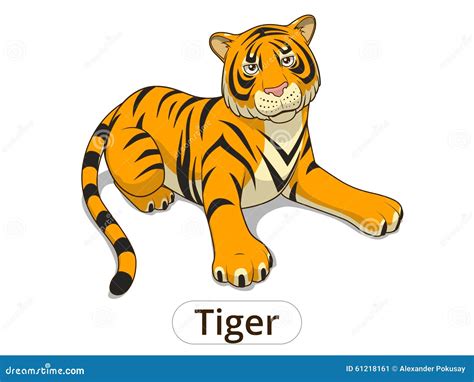 Tiger Cartoon Vector Illustration Stock Vector - Image: 61218161