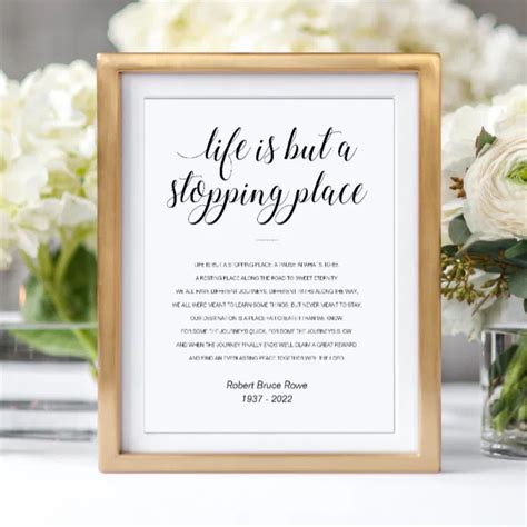 Life Is But A Stopping Place Memorial Poem Poster | Zazzle