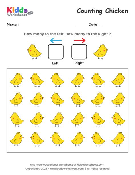 Free Printable Counting Chicken Worksheet - kiddoworksheets