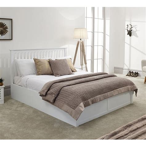 Castleford Wooden Ottoman Double Bed In White | Furniture in Fashion