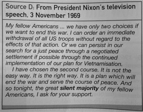 From President Nixon's television speech, 3 November 1969 Cambridge ...